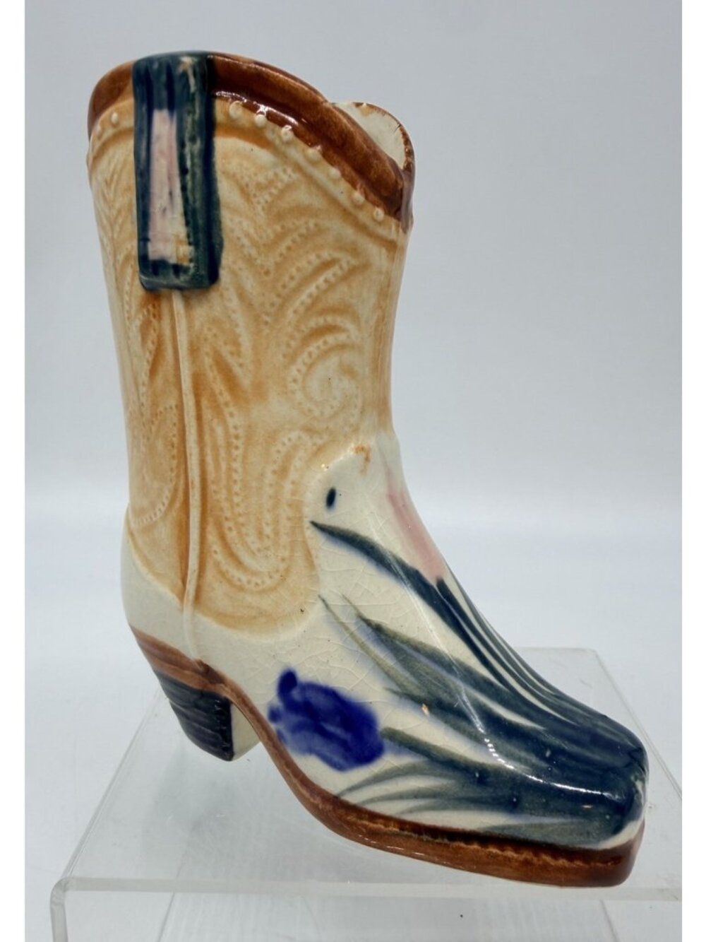 Vtg Japan Cowboy Boot Planter  Vase Toothpick Holder Flowers Hand Painted MCM